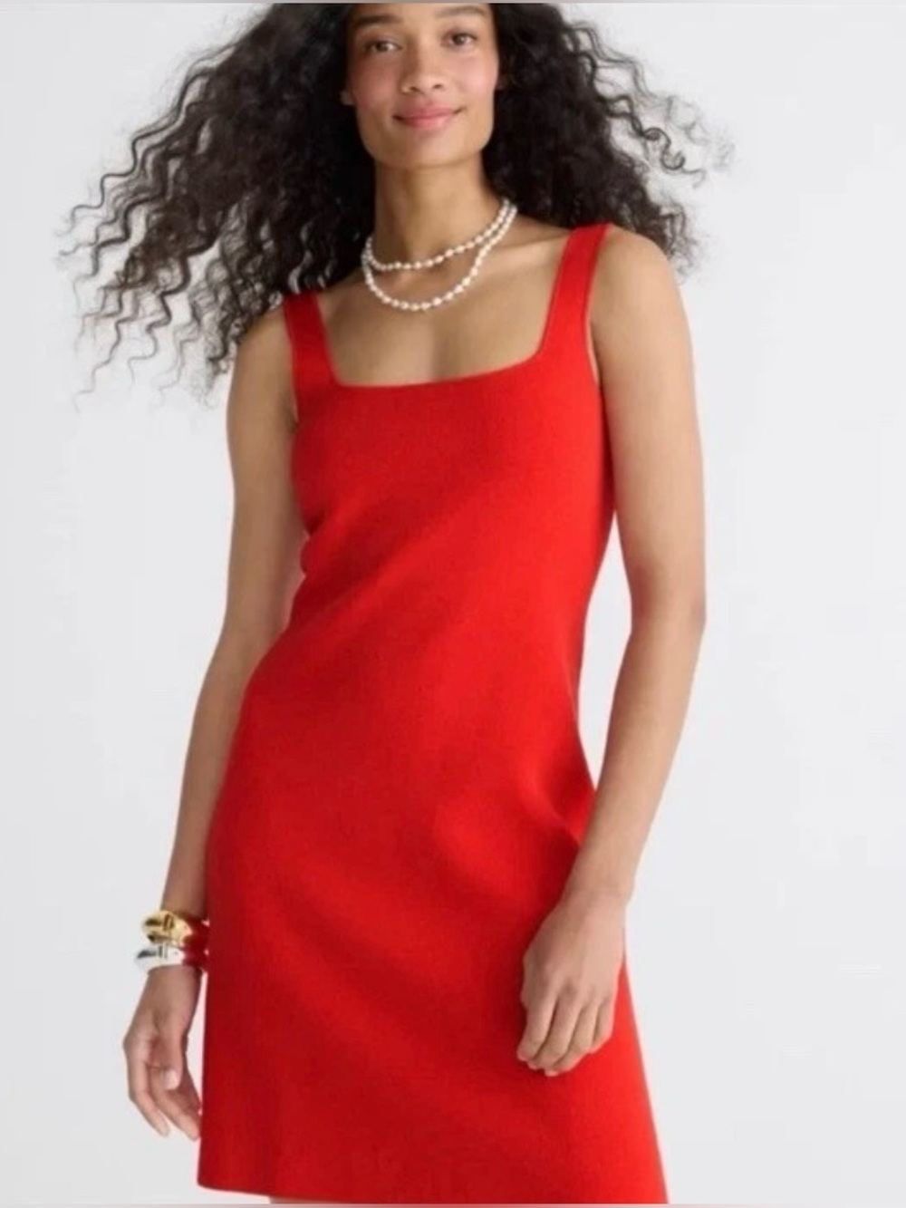 J. Crew Textured Knit Red Square-Neck Mini Dress  Size M